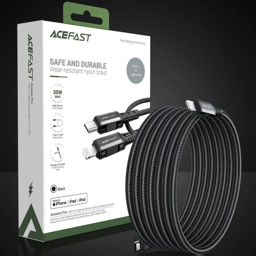 Acefast C4-01 Lightning - USB-C PD cable 30W 3A 480Mb/s 1.8m - black - 13