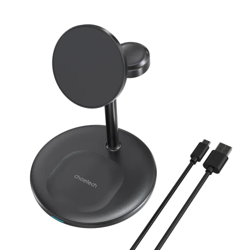 Choetech T585-F 3 az 1-ben mágneses vezeték nélküli töltőállomás iPhone 12/13/14 sorozathoz, AirPods Pro-hoz és iWatch töltő fekete - 4