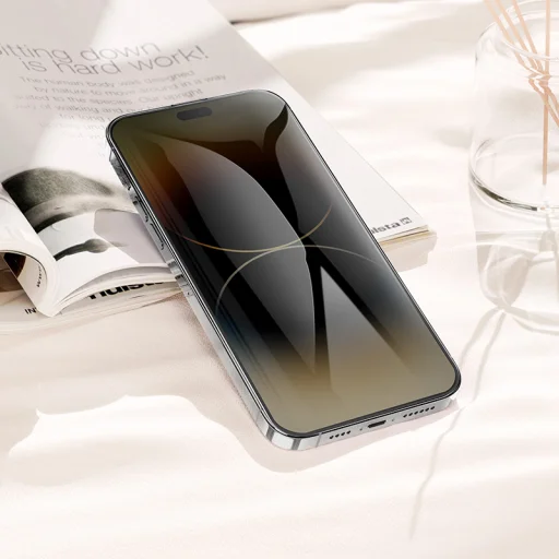 Borofone edzett üveg BF7 Diamond Armor teljes képernyős betekintés elleni üvegfólia iPhone 15 Pro - 10 darab - 6