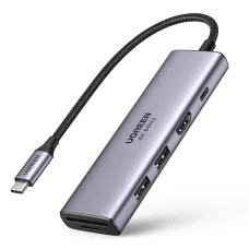 Ugreen multi-funkciós HUB USB Type C - 2x USB 3.2 Gen 1 / HDMI 4K 60Hz / SD és TF kártyaolvasó / USB Type C PD 100W szürke (60384 CM511)