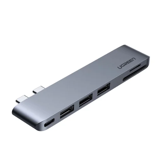 Ugreen multifunkcionális HUB 2x USB Type C to 3x USB 3.0 / TF / SD / USB Type C for MacBook Pro / Air szürke (CM251 60560) - 1
