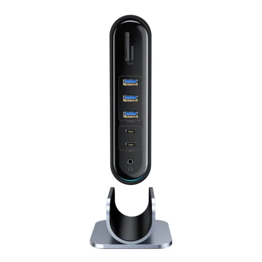 Baseus multifunkcionális HUB: 3x USB 3.2 Gen 1 / 2x USB 2.0 / 2x USB Type C / SD és micro SD kártyaolvasó / AUX / 3x HDMI / RJ45 1Gbps / Power Delivery 100W (EU / CN / UK dugók) szürke (CAHUB-DG0G) - 8
