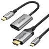 Choetech kit adapter HUB USB Type C - HDMI 2.0 (3840 x 2160 @ 60Hz) szürke (HUB-H12) + USB kábel Type C - HDMI (3840 x 2160 @ 60Hz) 2m szürke (CH0021) thumbnail