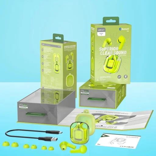 Acefast fülbe helyezhető vezeték nélküli TWS Bluetooth fülhallgató zöld (T6 youth green) - 10