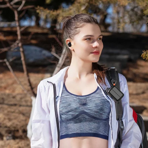 Choetech TWS vezeték nélküli fülhallgató vízálló napelemmel és beépített 2500mAh-s powerbankkal fekete (BH-T05) - 6