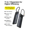 USB HUB 11in1 Baseus Metal Gleam Series II USB-A/USB-C PD/HDMI/DP/RJ45/SD/TF - fekete thumbnail
