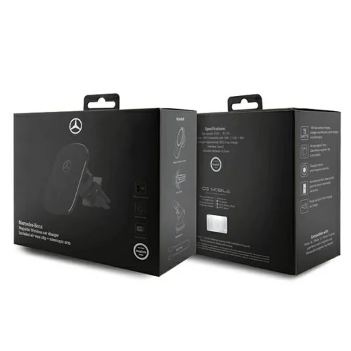 Mercedes MEWCCGSLK 15W indukciós tartó szellőzőrácsra/ablakra fekete/fekete Ezüst Csillagok MagSafe - 4
