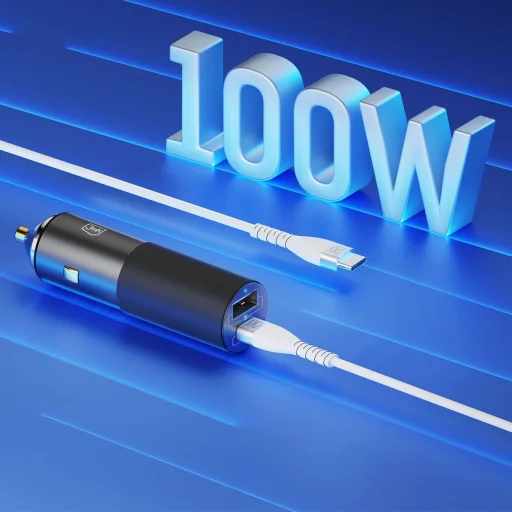 3mk Hyper Autós Töltő USB-C USB-A 100W - ezüst - 2