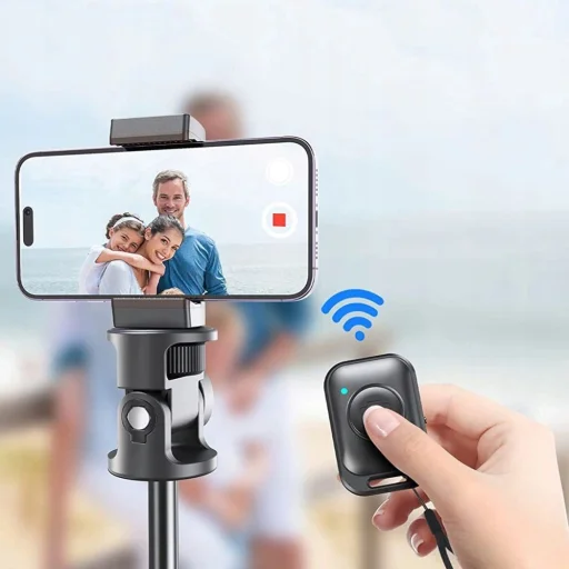 Tech-Protect L03S Bluetooth selfie bot távirányítóval, állvánnyal akár 148 cm-ig és 180°-os fejjel - fekete - 4
