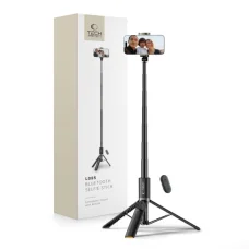 Tech-Protect L08S Bluetooth selfie bot távirányítóval, tripod 141cm-ig - fekete