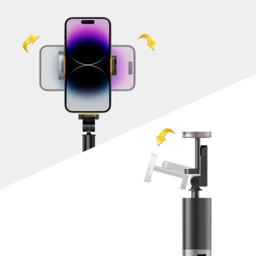 Tech-Protect L08S Bluetooth selfie bot távirányítóval, tripod 141cm-ig - fekete - 6