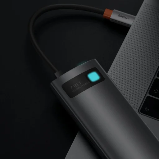 HUB 7 az 1-ben Baseus Metal Gleam Series USB-C USB-C PD / 3x USB-A / HDMI / SD TF - szürke - 4