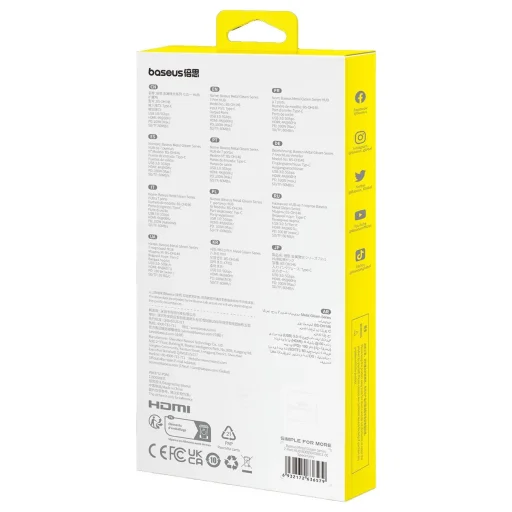 HUB 7 az 1-ben Baseus Metal Gleam Series USB-C USB-C PD / 3x USB-A / HDMI / SD TF - szürke - 6