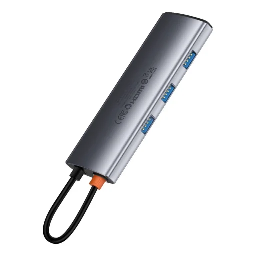 HUB 7 az 1-ben Baseus Metal Gleam Series USB-C USB-C PD / 3x USB-A / HDMI / SD TF - szürke - 10