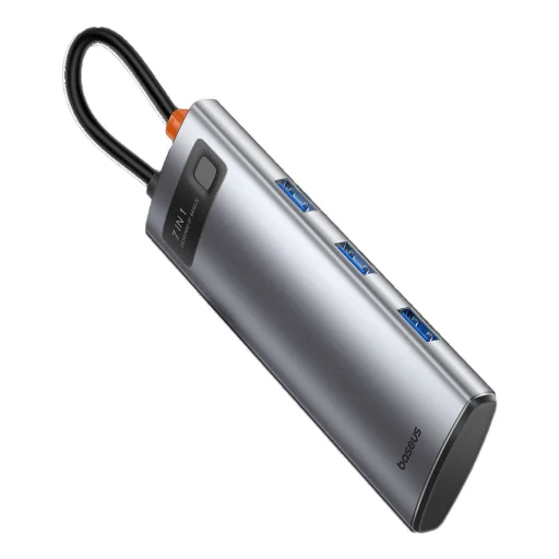 HUB 7 az 1-ben Baseus Metal Gleam Series USB-C USB-C PD / 3x USB-A / HDMI / SD TF - szürke - 11