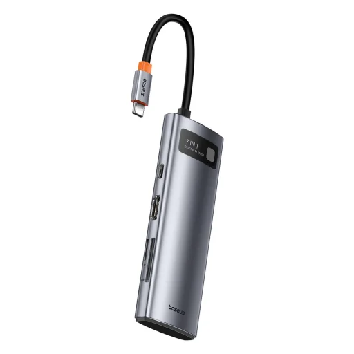HUB 7 az 1-ben Baseus Metal Gleam Series USB-C USB-C PD / 3x USB-A / HDMI / SD TF - szürke - 2