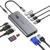 Choetech multifunkcionális HUB kijelzővel 12in1 USB-C to USB-C / USB-A / HDMI / VGA / AUX / SD / TF szürke (HUB-M26) thumbnail