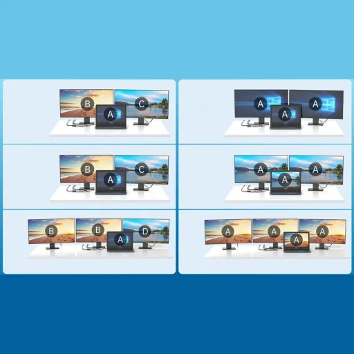 Choetech multifunkcionális HUB kijelzővel 12in1 USB-C to USB-C / USB-A / HDMI / VGA / AUX / SD / TF szürke (HUB-M26) - 6