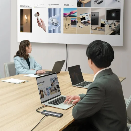 Baseus Metal Gleam multifunkcionális HUB USB Type C 12-az-1-ben HDMI / DP / USB Type C / minijack 3,5mm / RJ45 / SD (WKWG020213) - 13