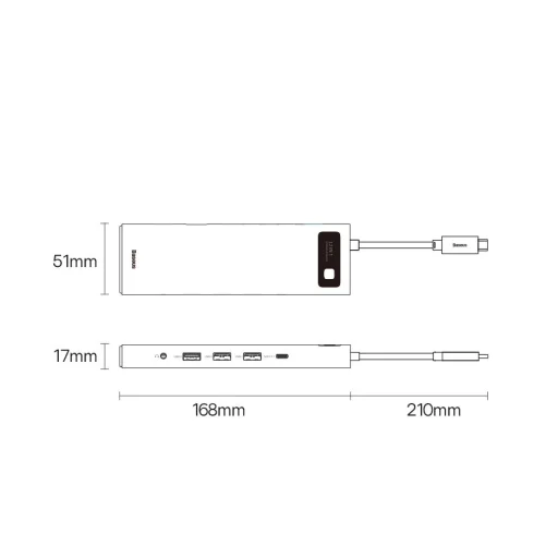 Baseus Metal Gleam multifunkcionális HUB USB Type C 12-az-1-ben HDMI / DP / USB Type C / minijack 3,5mm / RJ45 / SD (WKWG020213) - 22