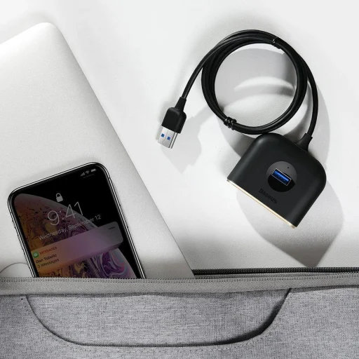 Baseus Square round 4 az 1-ben USB HUB Adapter (USB3.0 TO USB3.0  1 + USB2.0  3) 1m Fekete (CAHUB-AY01) - 13