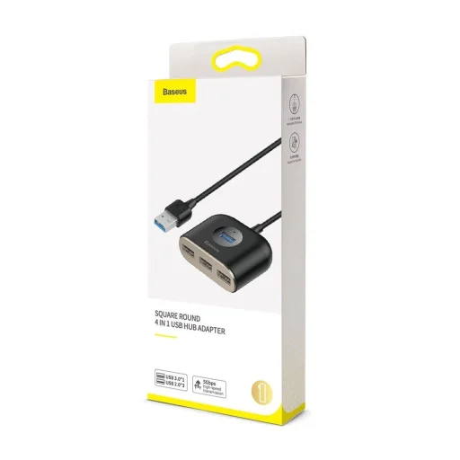 Baseus Square round 4 az 1-ben USB HUB Adapter (USB3.0 TO USB3.0  1 + USB2.0  3) 1m Fekete (CAHUB-AY01) - 17