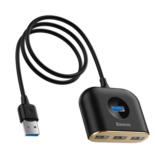 Baseus Square round 4 az 1-ben USB HUB Adapter (USB3.0 TO USB3.0  1 + USB2.0  3) 1m Fekete (CAHUB-AY01) - 1