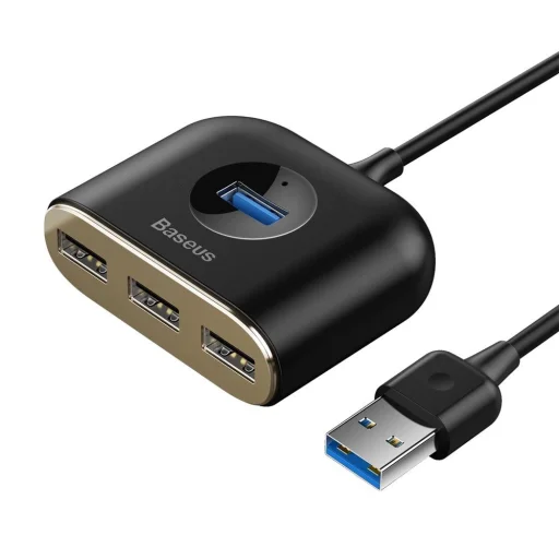 Baseus Square round 4 az 1-ben USB HUB Adapter (USB3.0 TO USB3.0  1 + USB2.0  3) 1m Fekete (CAHUB-AY01) - 2