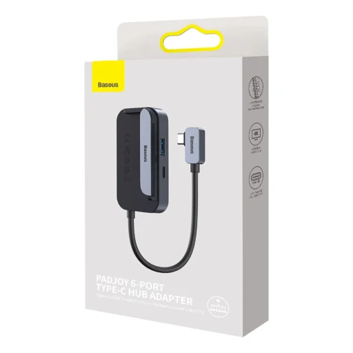Baseus PadJoy universal 6in1 USB-C HUB tablet / okostelefon számára - sötétszürke - 5