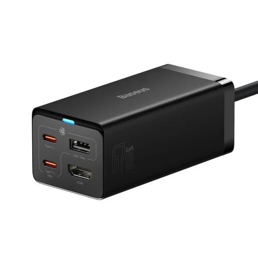 Baseus gyors töltő GaN5 Pro HUB HDMI 2 x USB-C / USB-A / HDMI 4K 30Hz 1.5m fekete + USB-C kábel - USB-C 100W 40Gb/s (USB4) 1m (CCGP110201) - 2