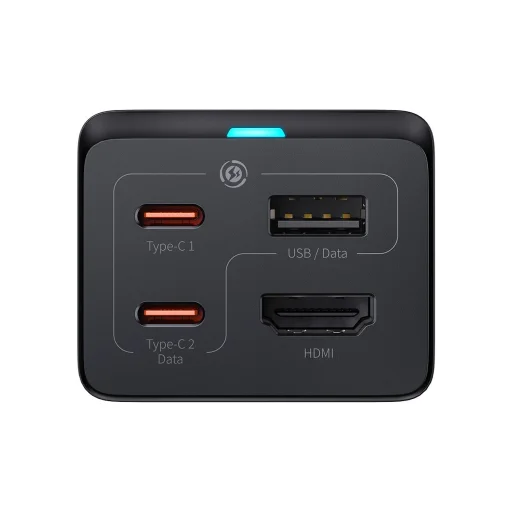 Baseus gyors töltő GaN5 Pro HUB HDMI 2 x USB-C / USB-A / HDMI 4K 30Hz 1.5m fekete + USB-C kábel - USB-C 100W 40Gb/s (USB4) 1m (CCGP110201) - 3