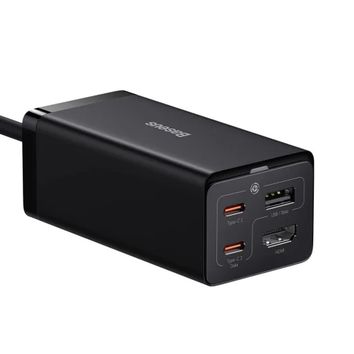 Baseus gyors töltő GaN5 Pro HUB HDMI 2 x USB-C / USB-A / HDMI 4K 30Hz 1.5m fekete + USB-C kábel - USB-C 100W 40Gb/s (USB4) 1m (CCGP110201) - 4