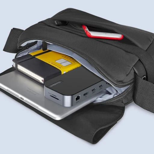 HUB Choetech M52 USB-C - USB-C PD/USB-C/USB-A/HDMI/VGA/DP/SD/TF/RJ45/AUX - szürke - 10