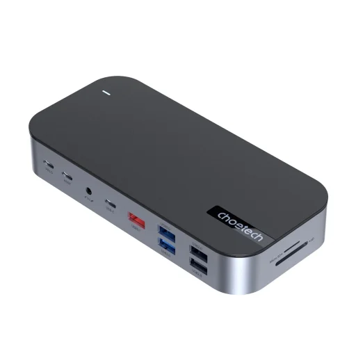 HUB Choetech M52 USB-C - USB-C PD/USB-C/USB-A/HDMI/VGA/DP/SD/TF/RJ45/AUX - szürke - 1