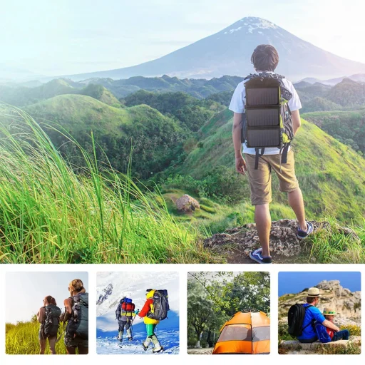 Choetech SC001 napelemes összecsukható töltő 19W 2x USB-A - fekete - 14