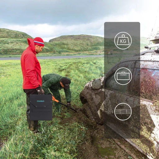 Choetech SC009-V2 összecsukható napelemes töltő 100W USB-C / 2x USB-A PD QC - fekete - 7