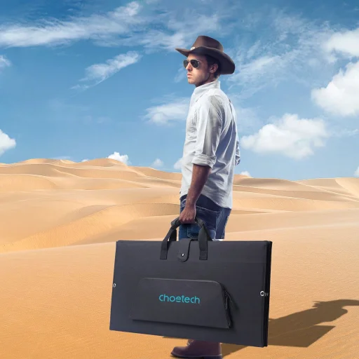 Choetech SC010 napelemes turista töltő, összehajtható, 160W - fekete - 4