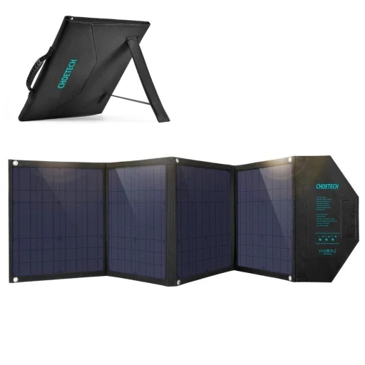 Choetech SC007 napelemes töltő, nagy, összecsukható, 80W DC / USB-C / 2x USB-A PD, QC - fekete - 3