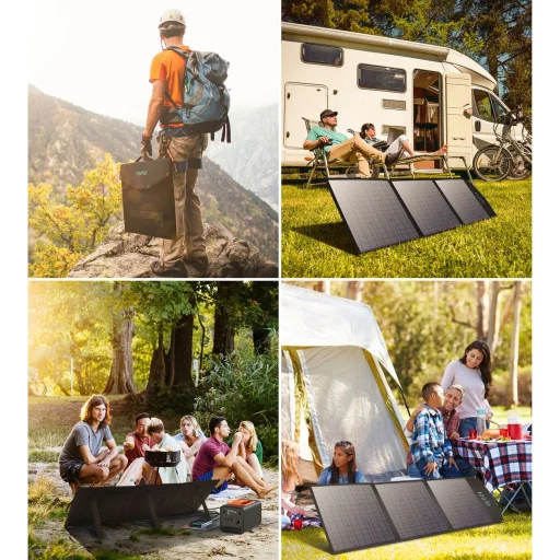 Choetech SC008 napelemes összecsukható töltő 120W DC / USB-C / 2x USB-A - fekete - 18