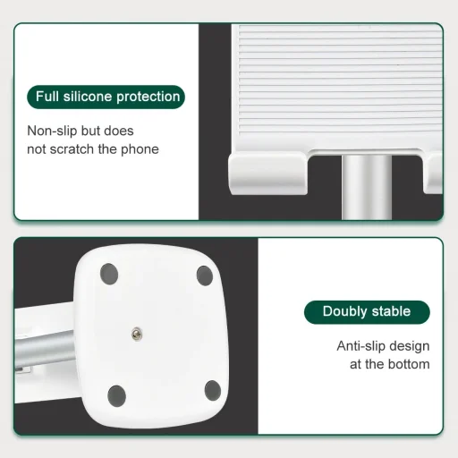 Choetech H035 alumínium állvány telefonhoz vagy tablethez állítható dőlésszöggel - fehér és ezüst - 14