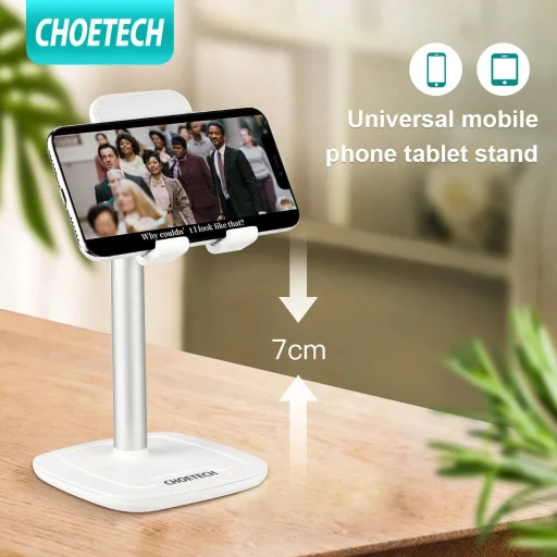 Choetech H035 alumínium állvány telefonhoz vagy tablethez állítható dőlésszöggel - fehér és ezüst - 17