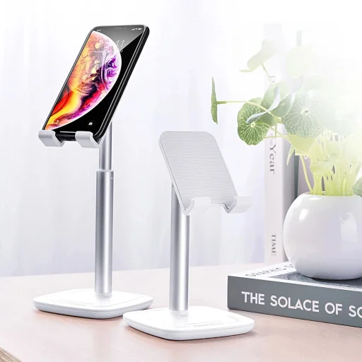 Choetech H035 alumínium állvány telefonhoz vagy tablethez állítható dőlésszöggel - fehér és ezüst - 21