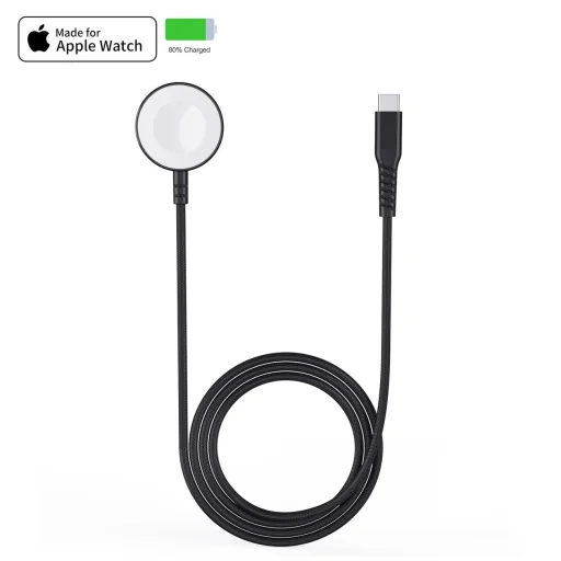 Choetech T319 MFI 5W vezeték nélküli töltő Apple Watch + USB-C kábel - fekete - 13