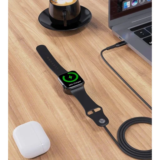 Choetech T319 MFI 5W vezeték nélküli töltő Apple Watch + USB-C kábel - fekete - 7