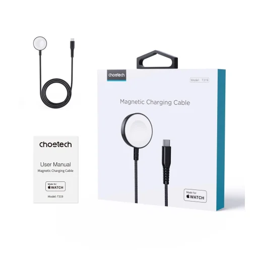 Choetech T319 MFI 5W vezeték nélküli töltő Apple Watch + USB-C kábel - fekete - 8