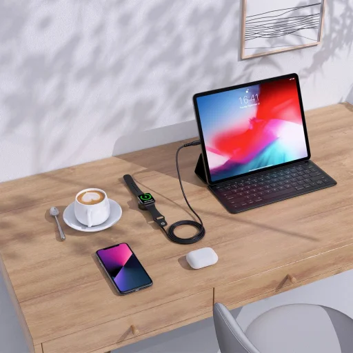 Choetech T319 MFI 5W vezeték nélküli töltő Apple Watch + USB-C kábel - fekete - 9
