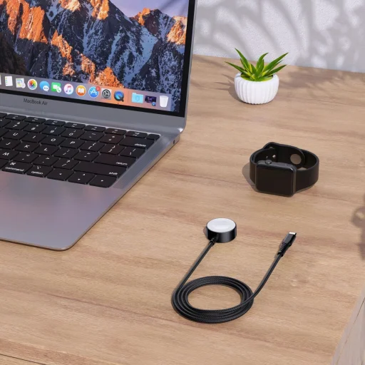 Choetech T319 MFI 5W vezeték nélküli töltő Apple Watch + USB-C kábel - fekete - 10