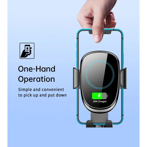 Choetech T203-F gravitációs autós telefontartó 15W induktív töltővel műszerfalra - fekete - 4