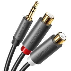 Ugreen audio adapter jack 3.5mm apa - 2xRCA anya kábel 0,25m szürke (AV109)