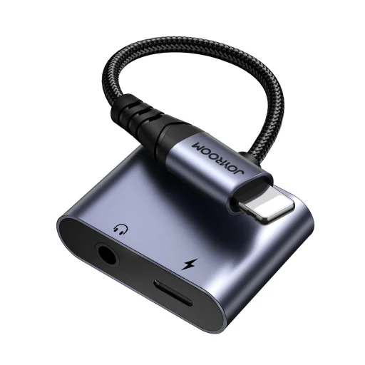 Joyroom SY-L01 Lightning - Lightning / 3.5 mm mini jack DAC adapter 2in1 - fekete - 3